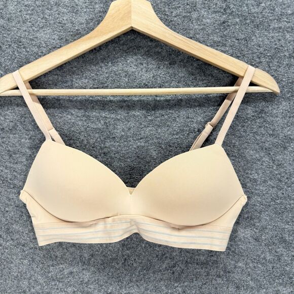 Auden. Bralette Bra Women 34A Beige Push Up Opaque Wireless Adjustable Strap - Picture 1 of 4
